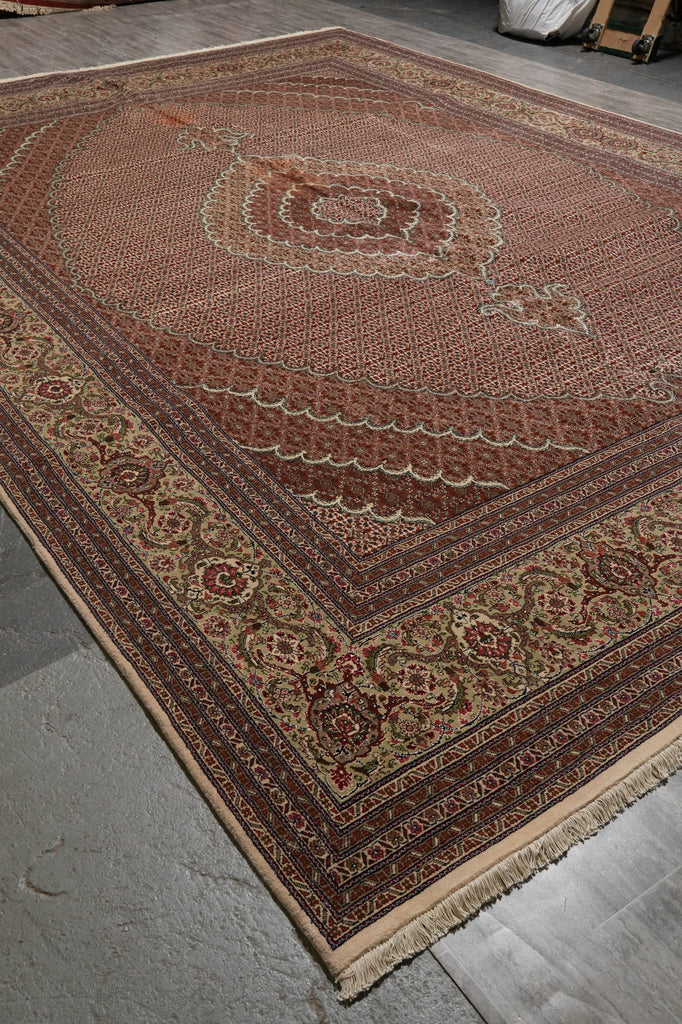 11.4 x 16.6 Authentic Persian Tabriz Mahi Rug Wool and Silk 400 Kpsi Iran Sale #PIX-779