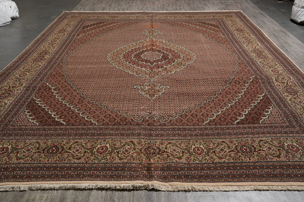 11.4 x 16.6 Authentic Persian Tabriz Mahi Rug Wool and Silk 400 Kpsi Iran Sale #PIX-779