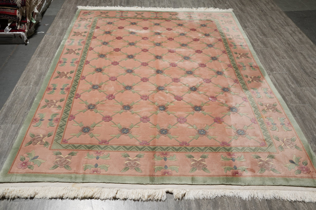 8 x 11.3 Estate Chinese Handmade Wool Rug Transitional #F-6906