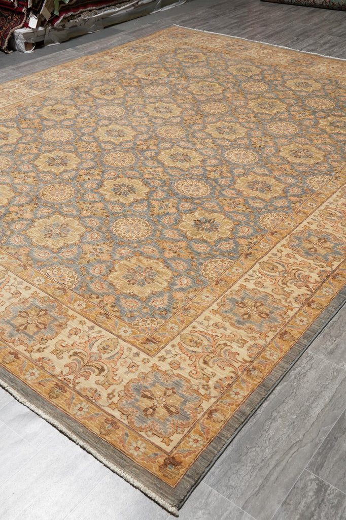 9.2 x 11.8 Detailed Neutral Chobi Peshawar Rug #F-4259