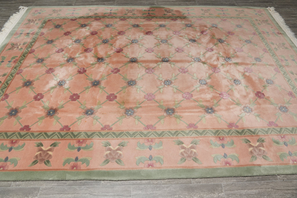8 x 11.3 Estate Chinese Handmade Wool Rug Transitional #F-6906