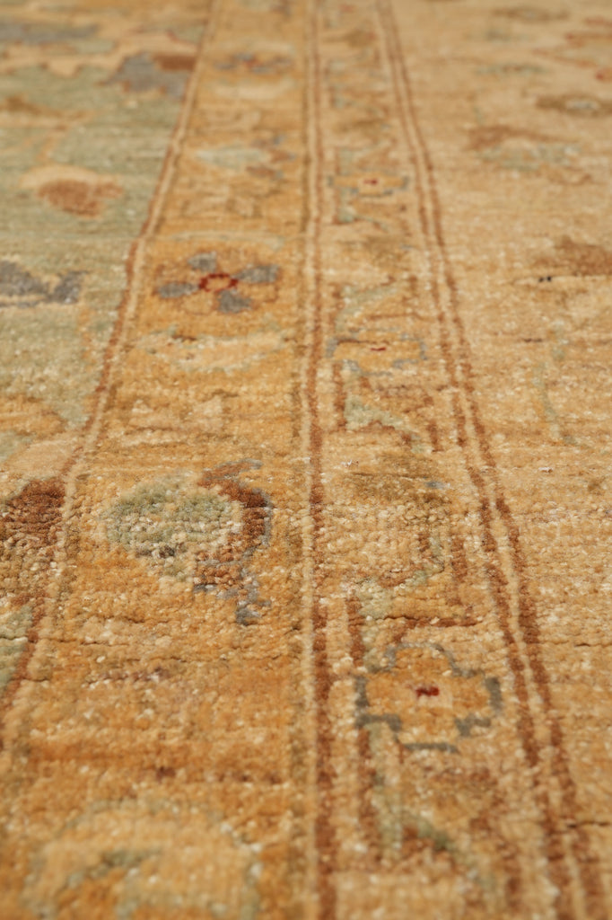 13.1 x 16.6 Quality Hand-Knotted Chobi Peshawar Zigler Rug Green Gold Sale Clearance #PIX-15435