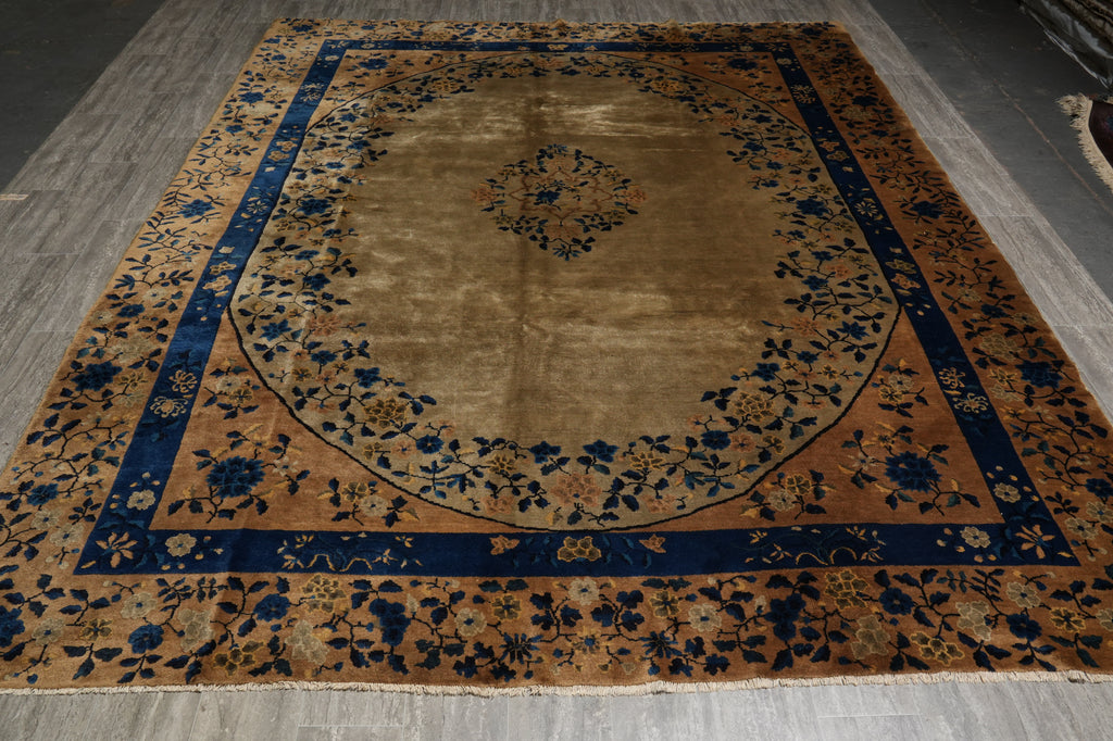 9 x 11.6 Antique Chinese Art Deco Rug #B-74630