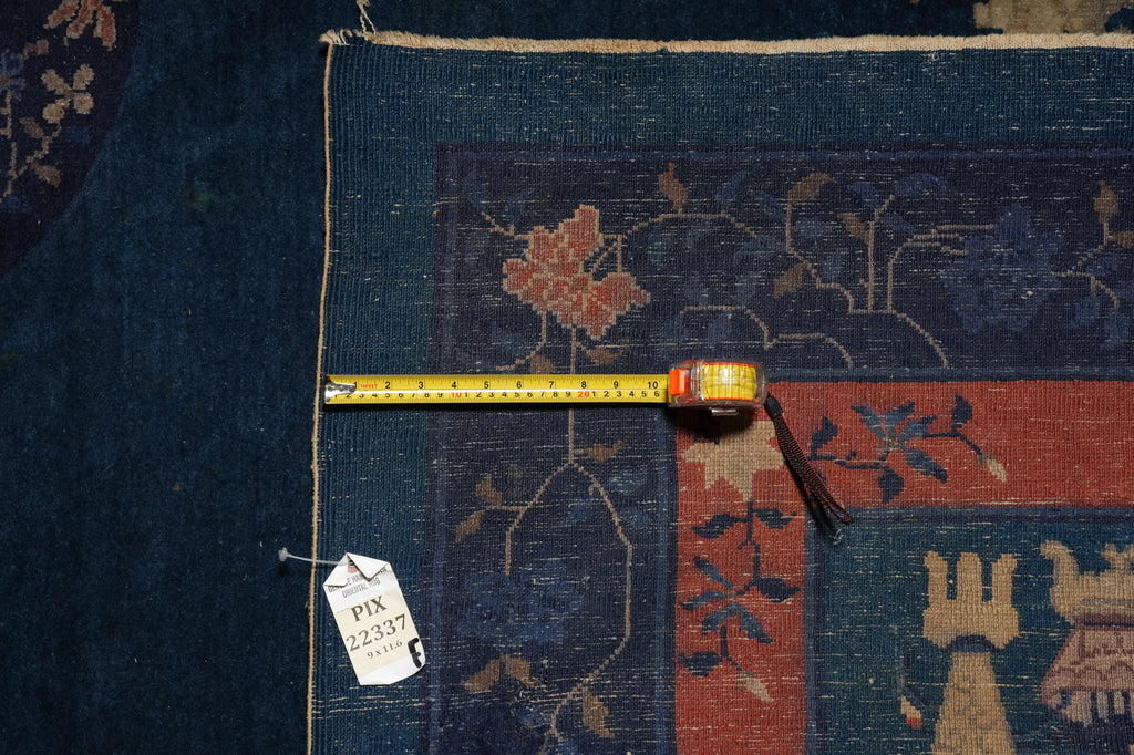 9 x 11.6 Antique Art Deco Bejing Rug Blue #PIX-22337