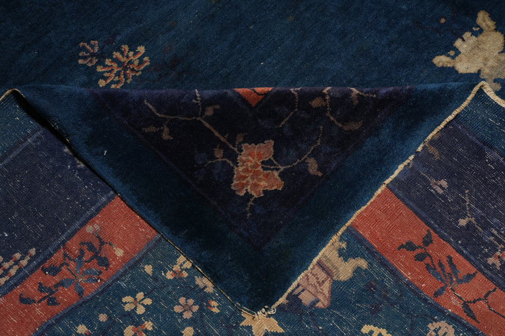 9 x 11.6 Antique Art Deco Bejing Rug Blue #PIX-22337