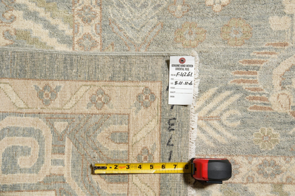 8.11 x 11.6 Light Green New Oushak Chobi Peshawar Rug #F-4261