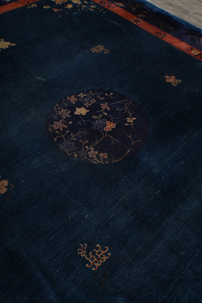 9 x 11.6 Antique Art Deco Bejing Rug Blue #PIX-22337