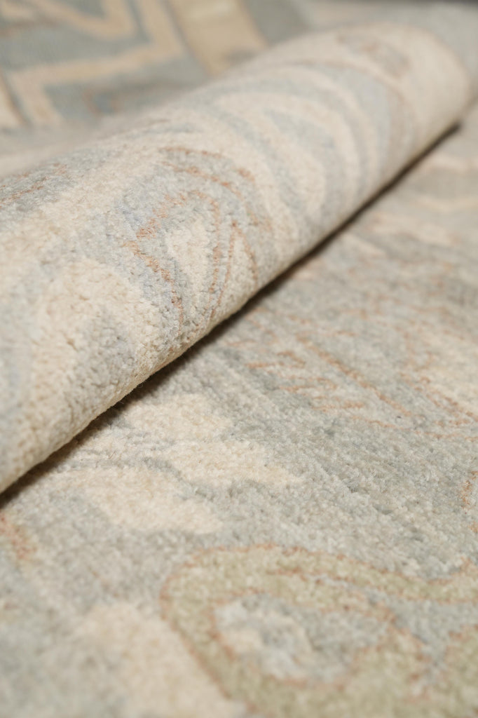 8.11 x 11.6 Light Green New Oushak Chobi Peshawar Rug #F-4261