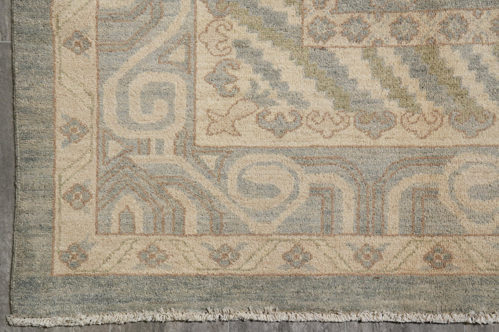 8.11 x 11.6 Light Green New Oushak Chobi Peshawar Rug #F-4261