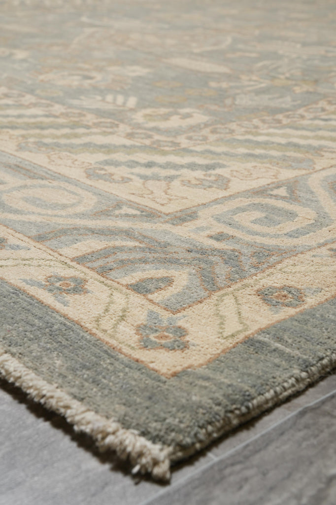 8.11 x 11.6 Light Green New Oushak Chobi Peshawar Rug #F-4261