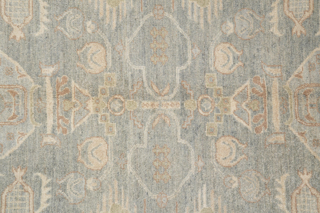 8.11 x 11.6 Light Green New Oushak Chobi Peshawar Rug #F-4261