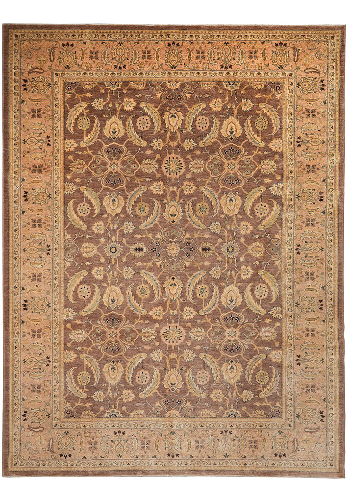 10.1 x 13.7 Quality Chobi Peshawar Zigler rug Brown Peach #F-4262