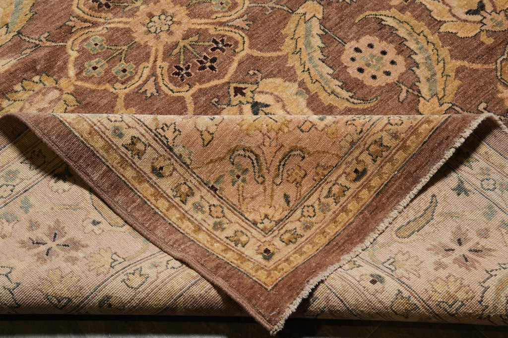 10.1 x 13.7 Quality Chobi Peshawar Zigler rug Brown Peach #F-4262