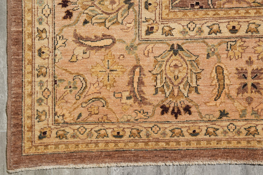 10.1 x 13.7 Quality Chobi Peshawar Zigler rug Brown Peach #F-4262