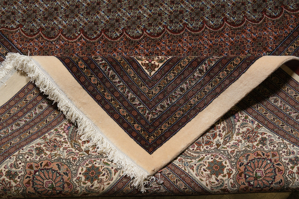 13 x 16.8 Authentic Persian Tabriz Mahi Rug Wool and Silk 400 Kpsi Iran #PIX-664
