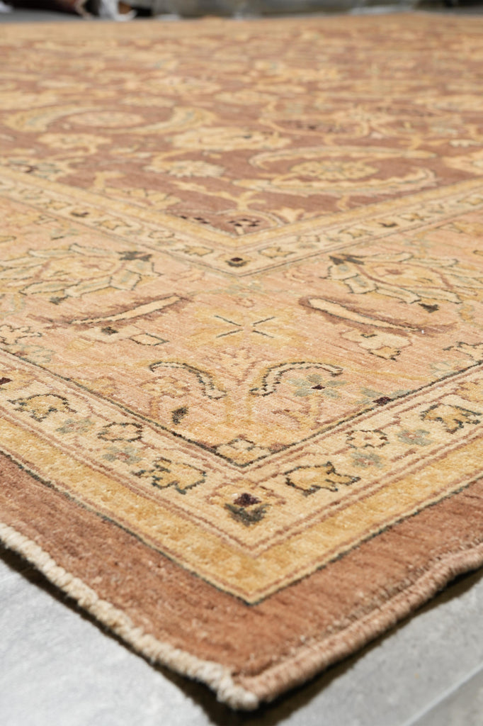 10.1 x 13.7 Quality Chobi Peshawar Zigler rug Brown Peach #F-4262