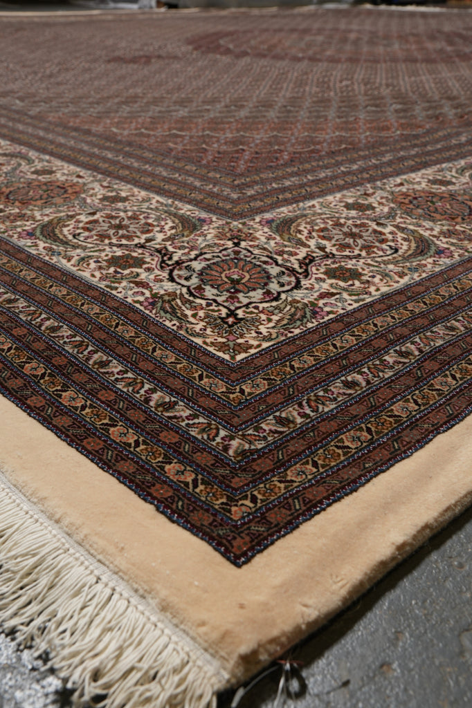 13 x 16.8 Authentic Persian Tabriz Mahi Rug Wool and Silk 400 Kpsi Iran #PIX-664