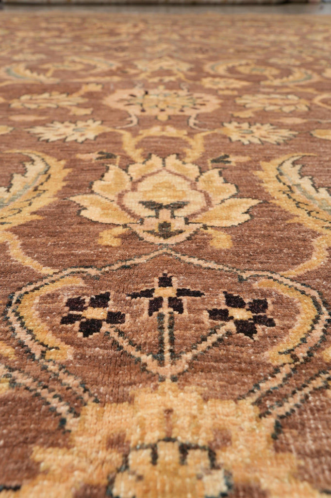 10.1 x 13.7 Quality Chobi Peshawar Zigler rug Brown Peach #F-4262