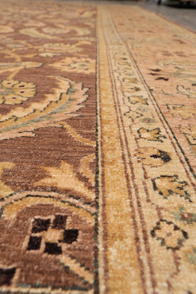 10.1 x 13.7 Quality Chobi Peshawar Zigler rug Brown Peach #F-4262