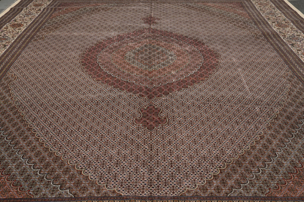 13 x 16.8 Authentic Persian Tabriz Mahi Rug Wool and Silk 400 Kpsi Iran #PIX-664