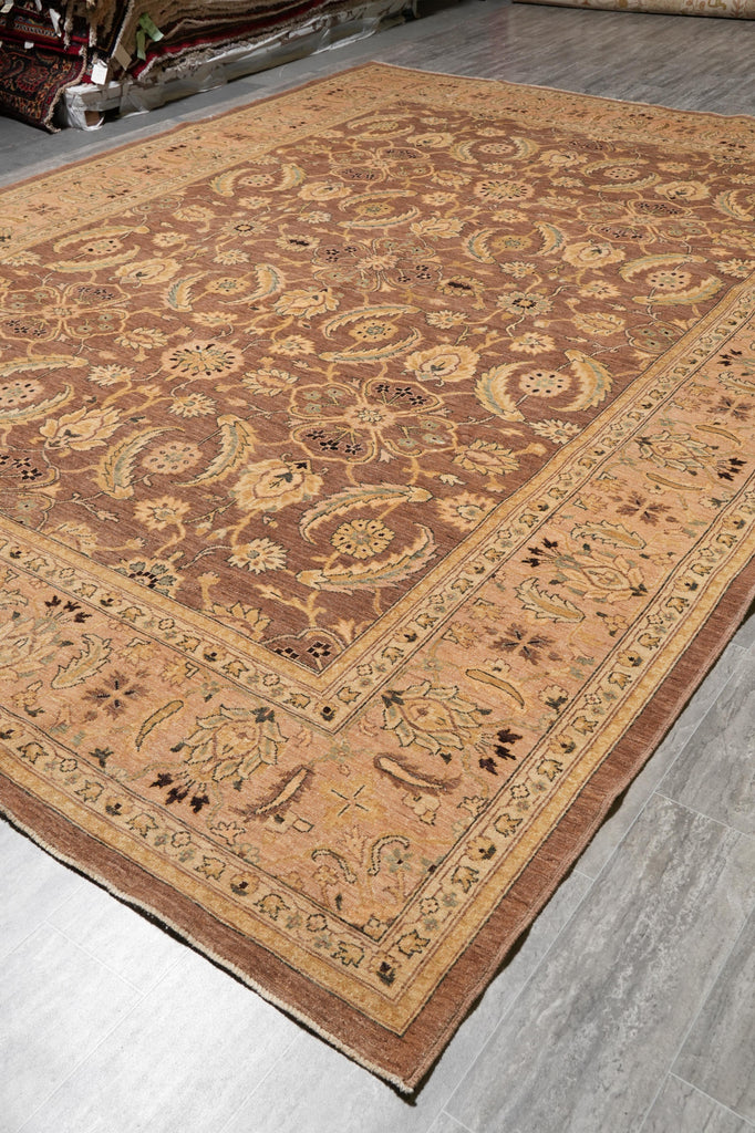 10.1 x 13.7 Quality Chobi Peshawar Zigler rug Brown Peach #F-4262