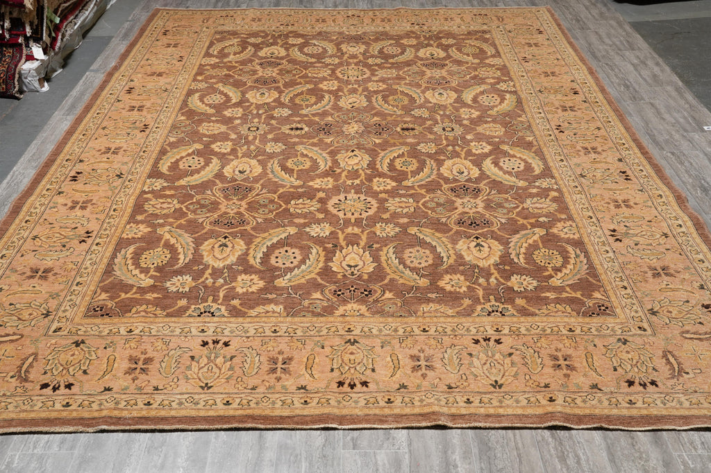 10.1 x 13.7 Quality Chobi Peshawar Zigler rug Brown Peach #F-4262