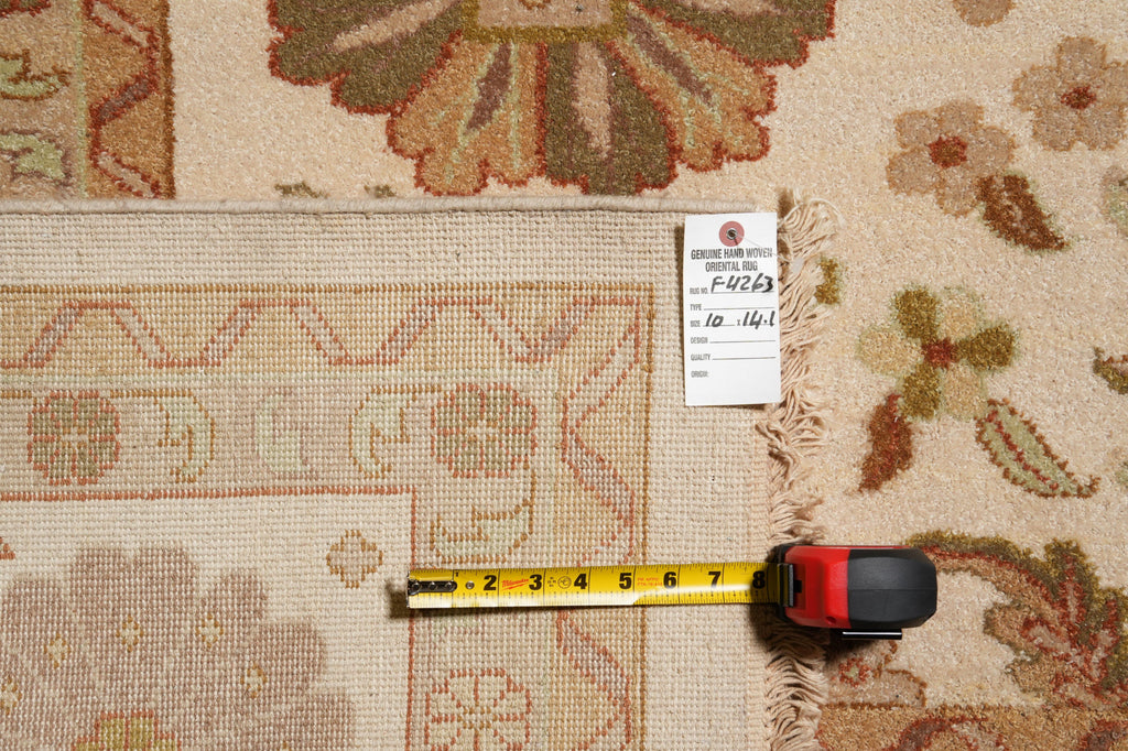 10 x 14 New Handmade Quality Agra TRANSITIONAL Rug Beige Gold  #F-4263
