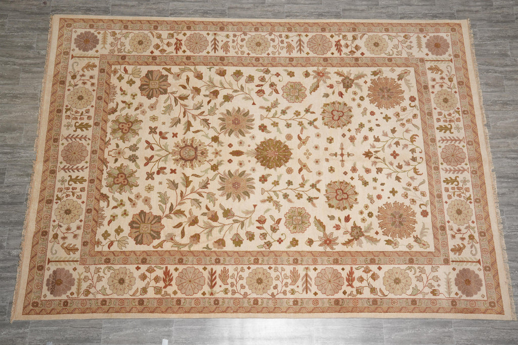 10 x 14.1 New Handmade Quality Agra traditional design Rug Ivory