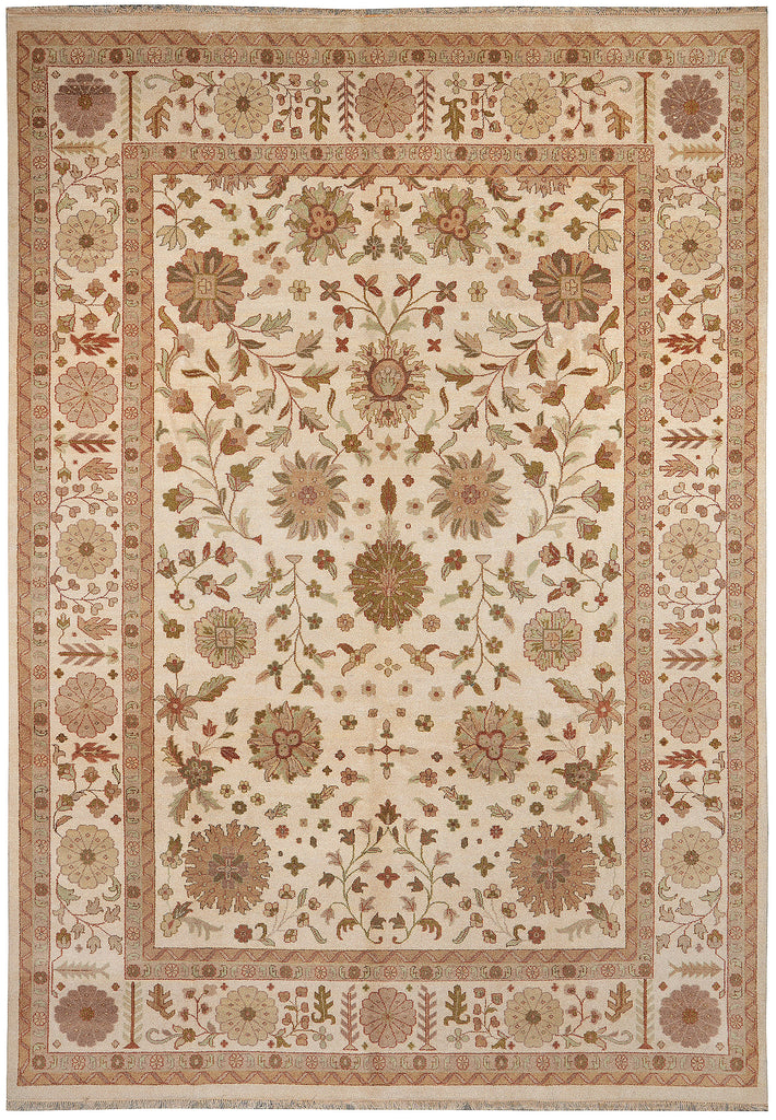 10 x 14.1 New Handmade Quality Agra traditional design Rug Ivory