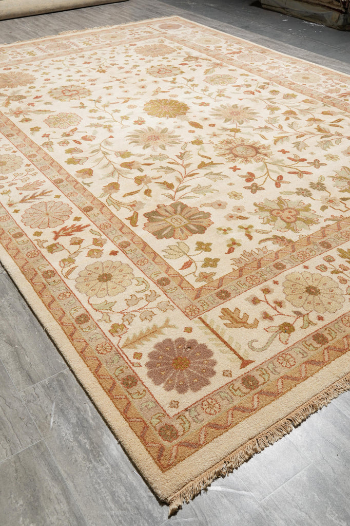 10 x 14 New Handmade Quality Agra TRANSITIONAL Rug Beige Gold  #F-4263