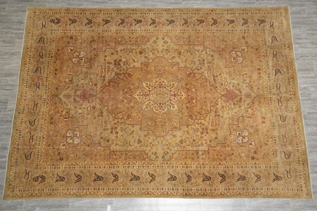 9.10 x 13.10 High Quality Handmade Agra Rug Reproduction of Haji Jalili  Warm Goldish Colors