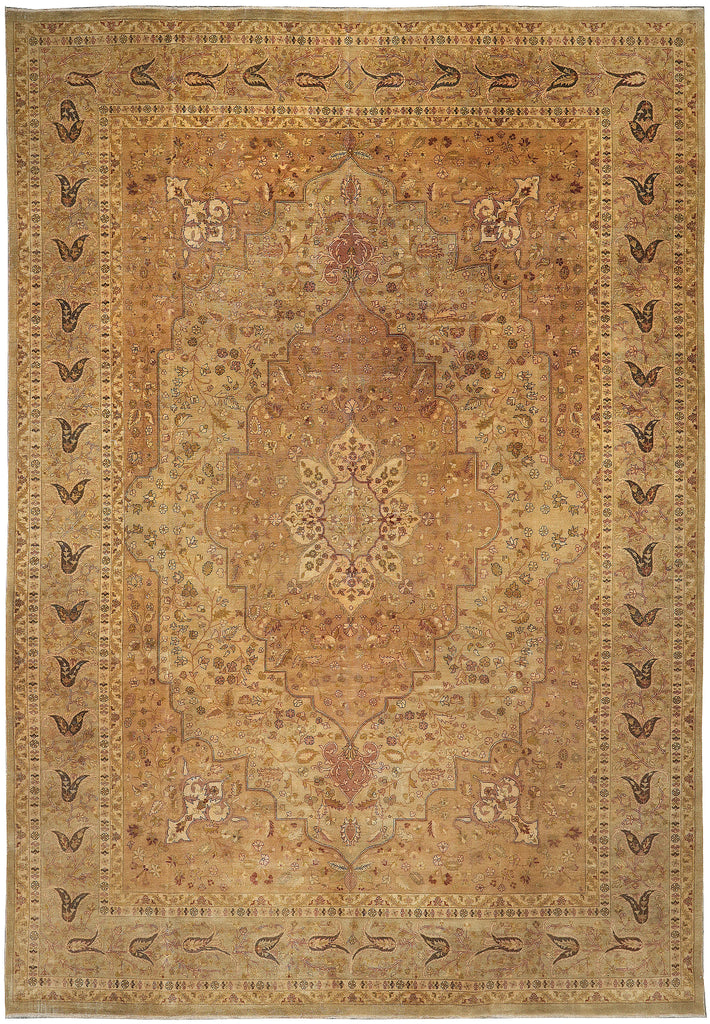 9.10 x 13.10 High Quality Handmade Agra Rug Reproduction of Haji Jalili  Warm Goldish Colors