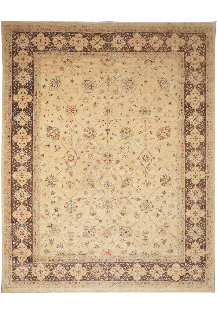 12 x 14.9 Chobi Peshawar Quality Rug Beige Brown Sale
