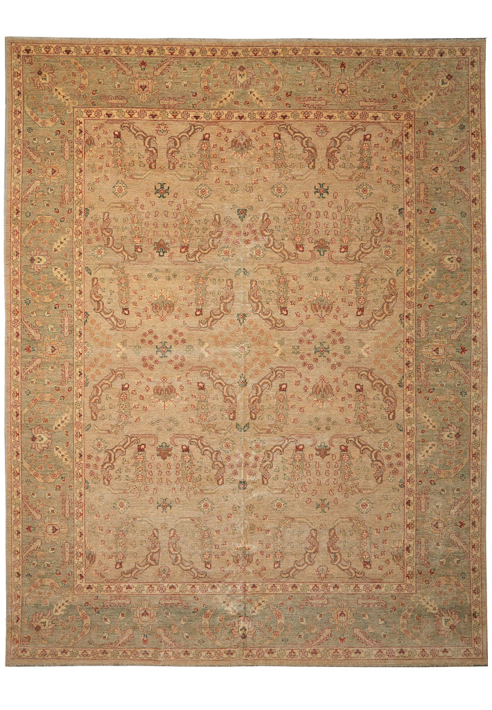 Decorative rug with intricate patterns on a plain background