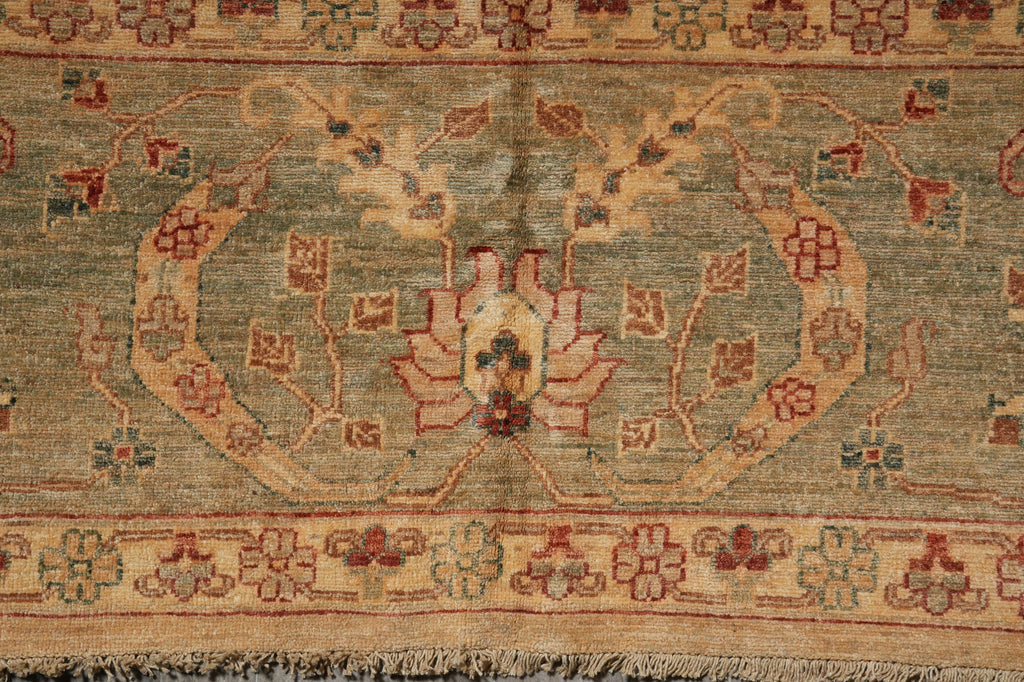 Close-up of an intricately designed rug with geometric patterns.