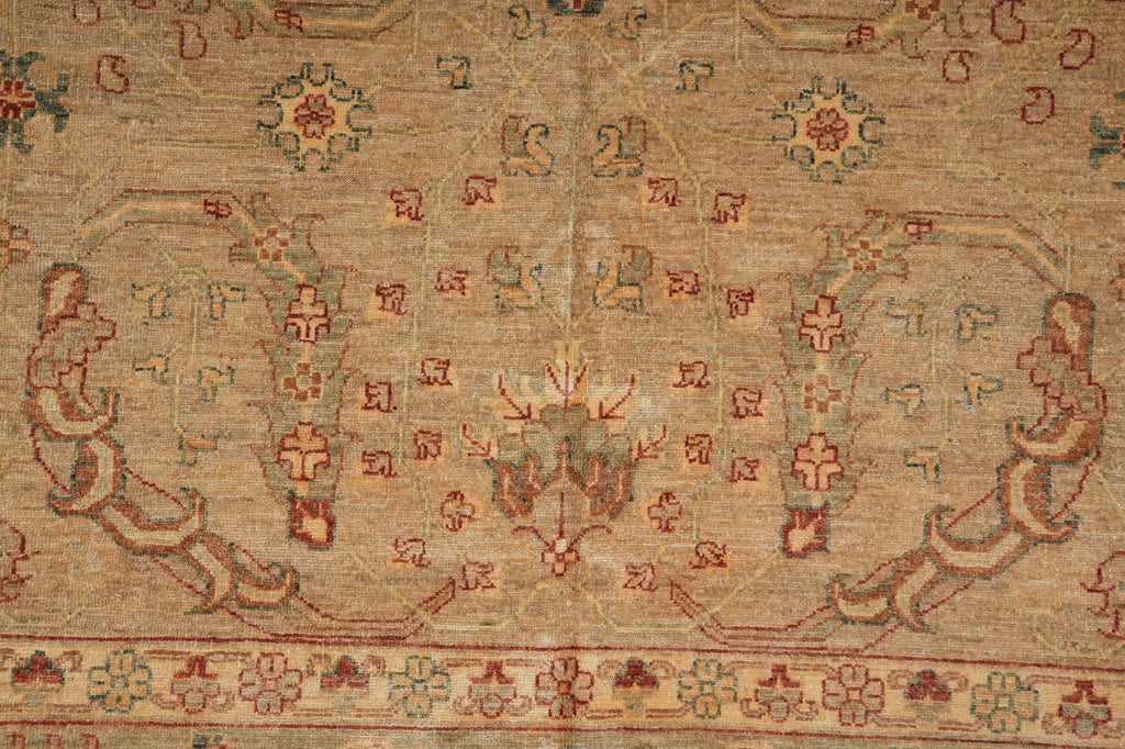 Close-up of an intricately designed rug with patterns and figures.