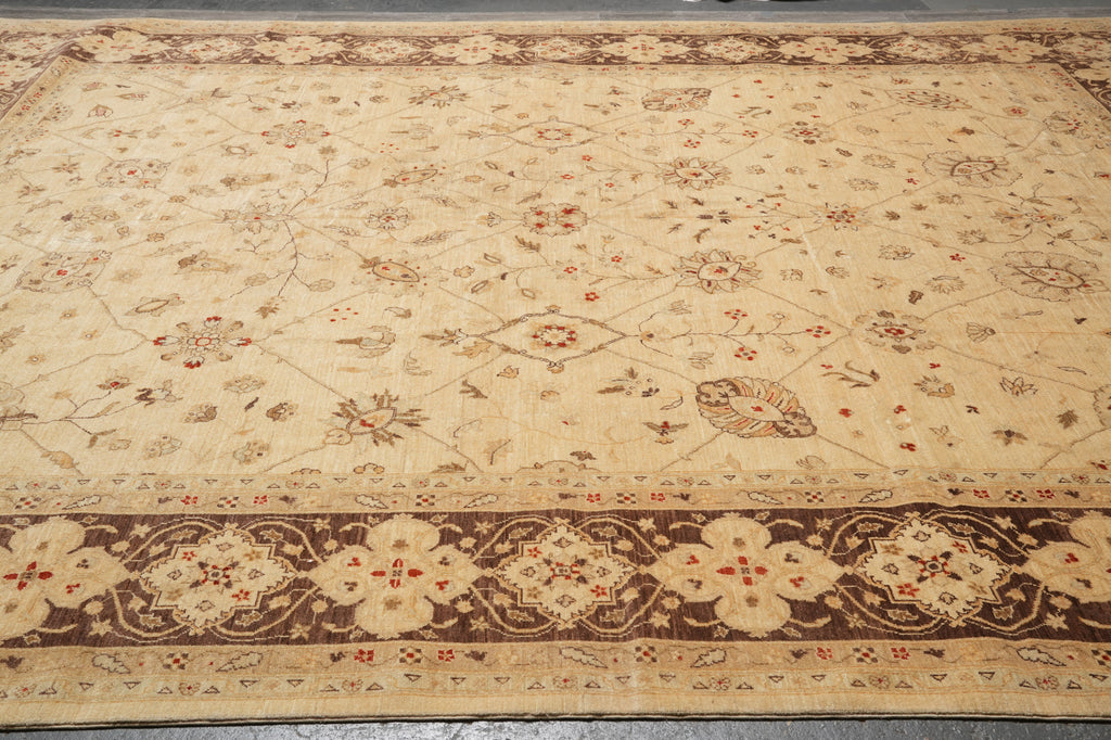 12 x 14.9 Chobi Peshawar Quality Rug Beige Brown Sale