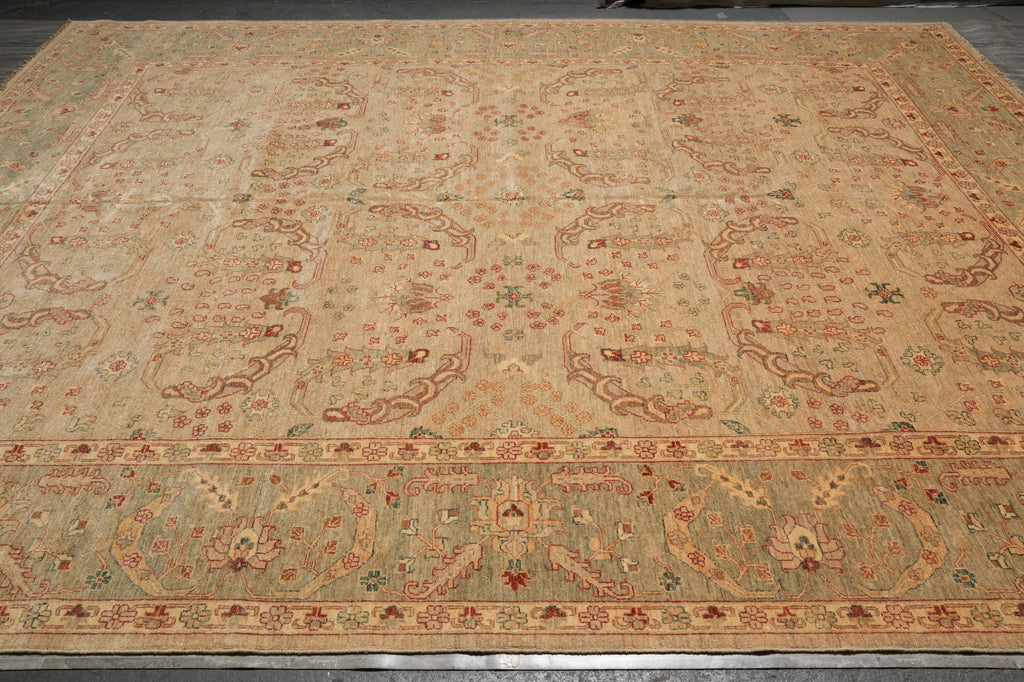 Large patterned rug on a neutral background