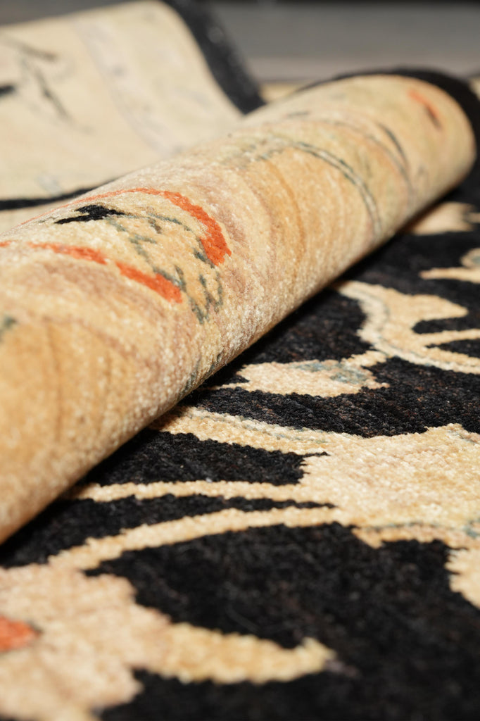 10.3 x 14 Black Zigler Quality Handmade Rug Chobi Peshawar Natural Wool #F-4266
