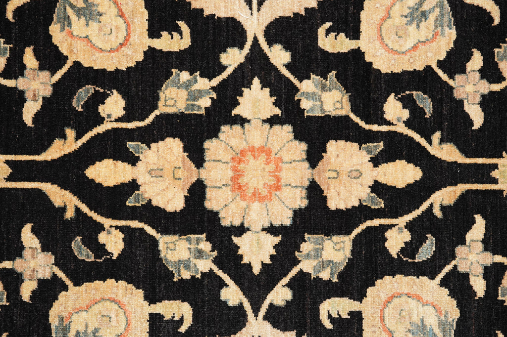 10.3 x 14 Black Zigler Quality Handmade Rug Chobi Peshawar Natural Wool #F-4266