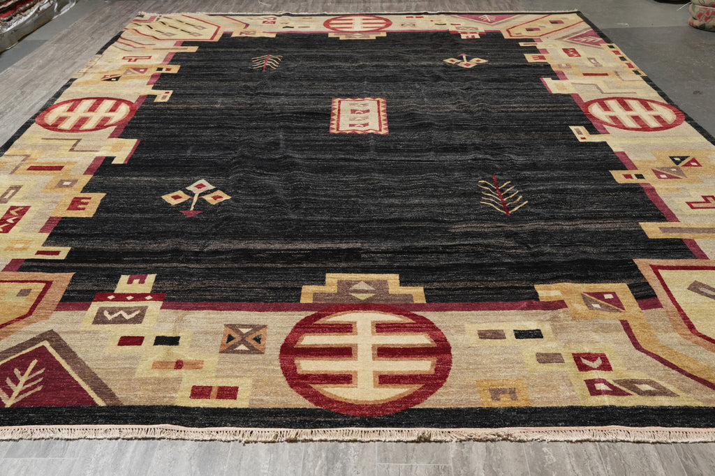 11.10 x 15 Contemporary Gabbeh Handmade Wool Rug