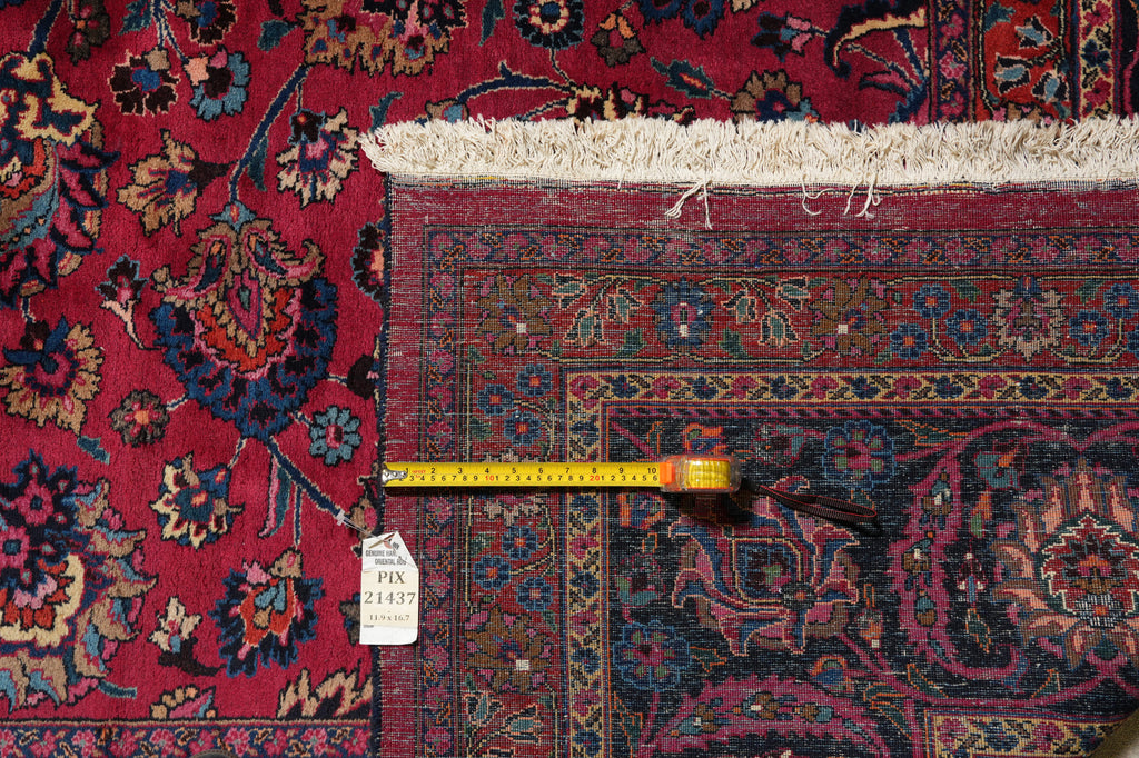 11.9 x 16.7 Signed Authentic Quality Persian Mashad Rug All-Over Pattern #PIX-21437