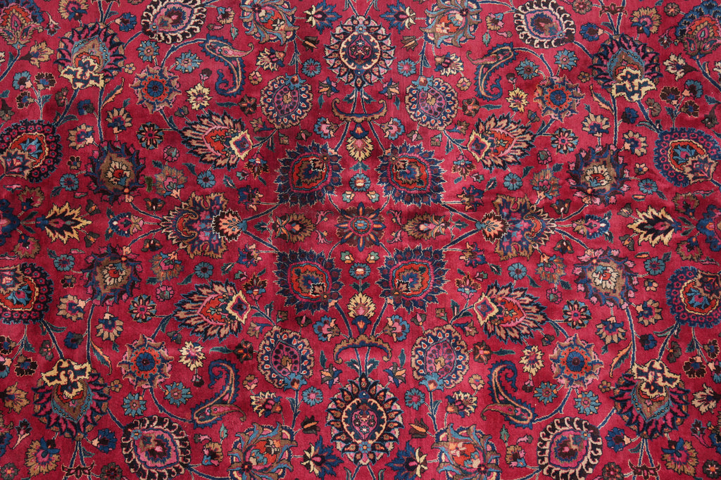 11.9 x 16.7 Signed Authentic Quality Persian Mashad Rug All-Over Pattern #PIX-21437