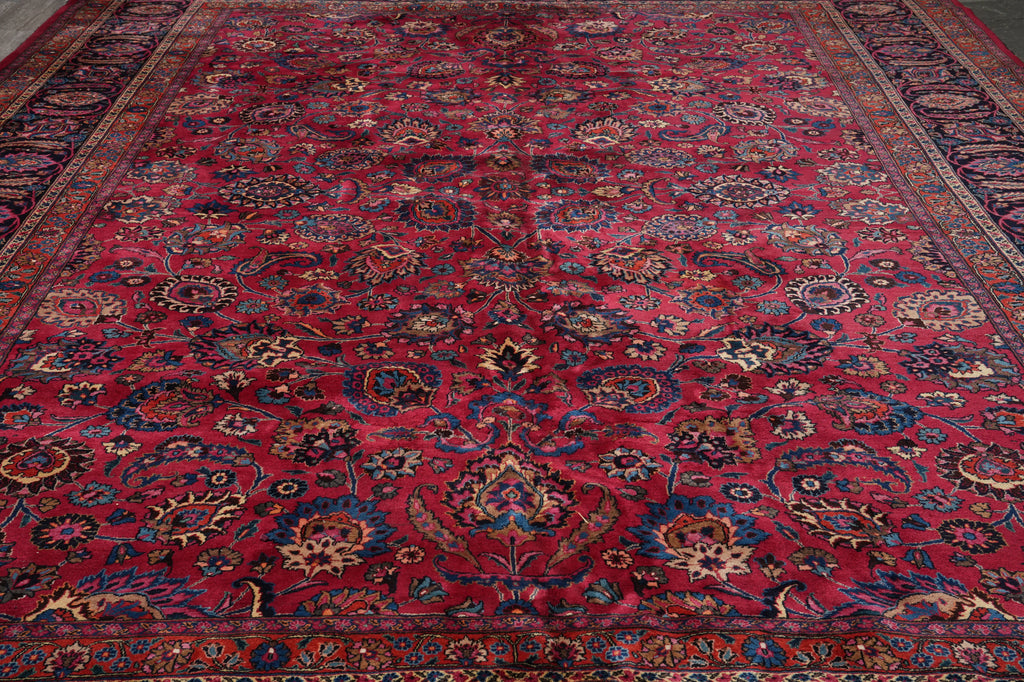 11.9 x 16.7 Signed Authentic Quality Persian Mashad Rug All-Over Pattern #PIX-21437