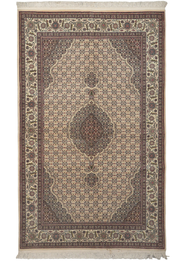 5 x 8.3 Authentic Indian Tabriz Mahi Rug Wool and Silk 400 Kpsi #PIX-4739