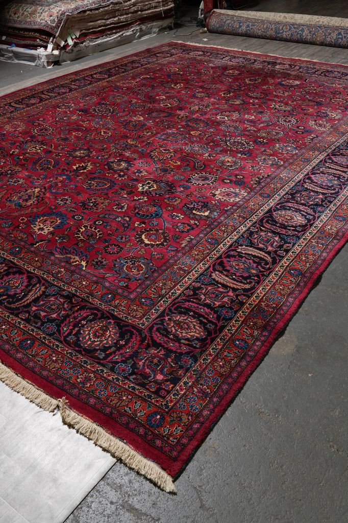 11.9 x 16.7 Signed Authentic Quality Persian Mashad Rug All-Over Pattern #PIX-21437