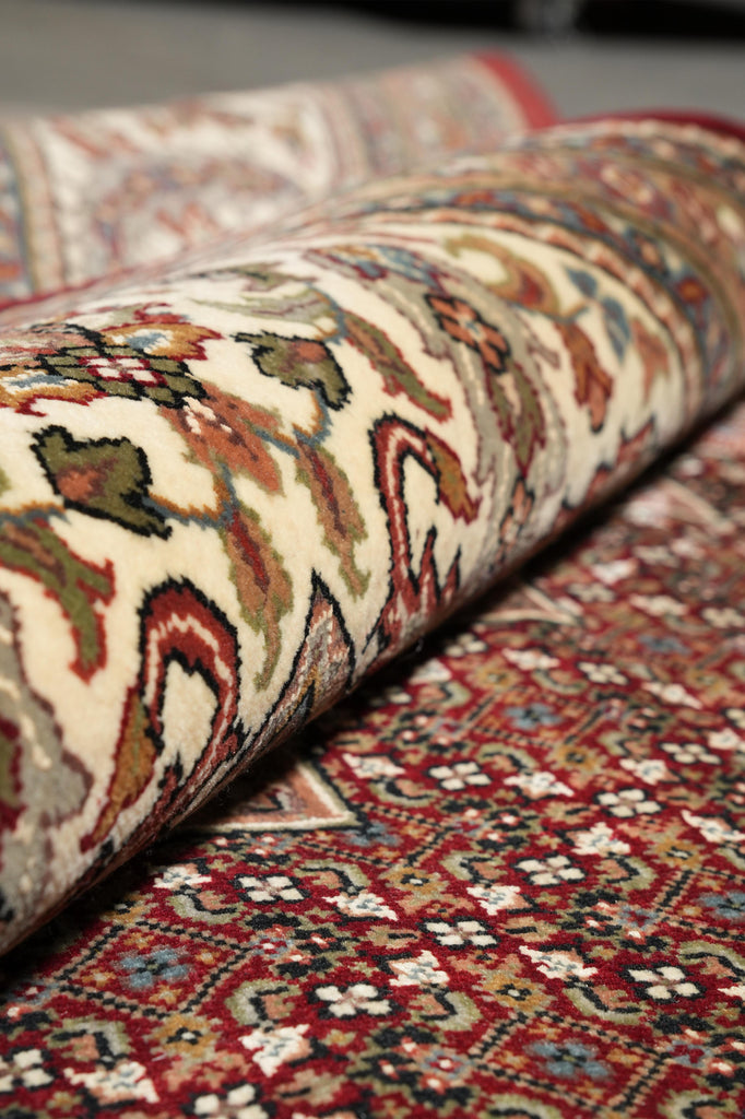 9.9 x 13.4 High Quality Wool and Silk Tabriz Mahi Rug Black Handmade India #F-4268