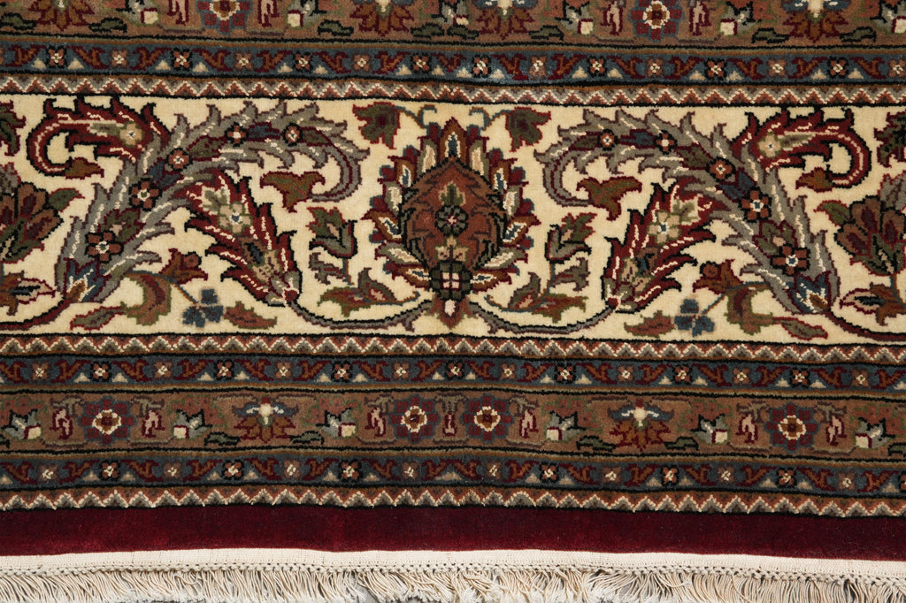 9.9 x 13.4 High Quality Wool and Silk Tabriz Mahi Rug Black Handmade India #F-4268