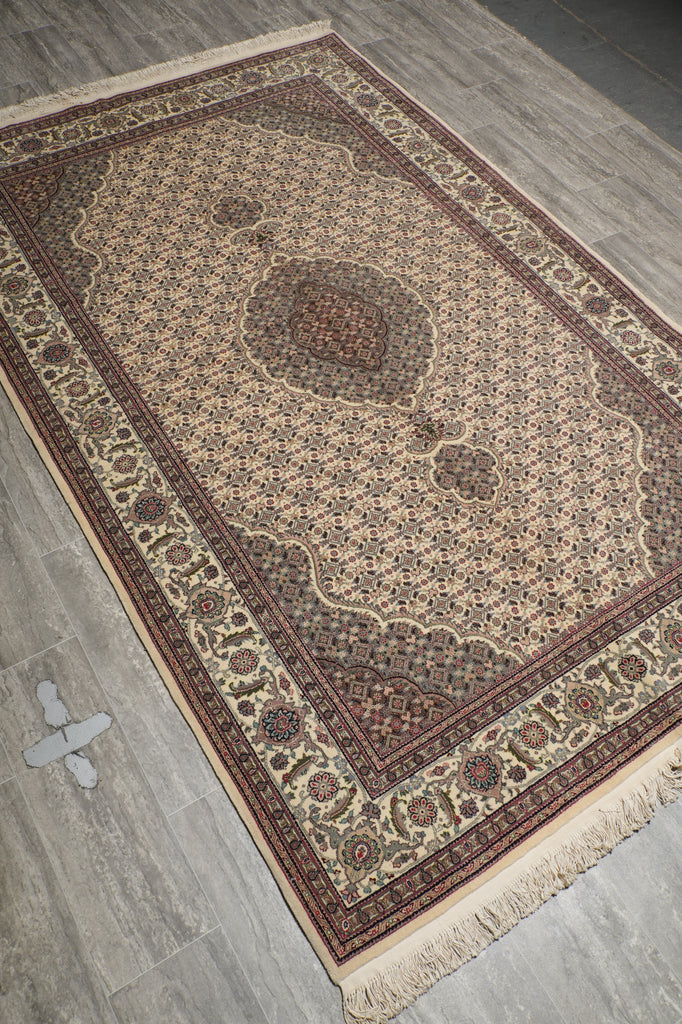 5 x 8.3 Authentic Indian Tabriz Mahi Rug Wool and Silk 400 Kpsi #PIX-4739