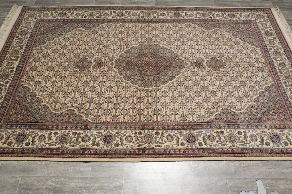 5 x 8.3 Authentic Indian Tabriz Mahi Rug Wool and Silk 400 Kpsi #PIX-4739